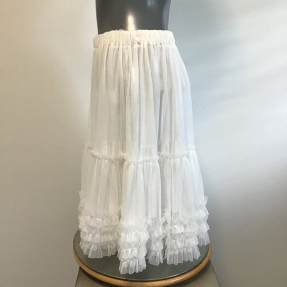 Talia Benson Sheer Tiered Midi Skirt with Ruffled Hemline Size S - Picture 4 of 10
